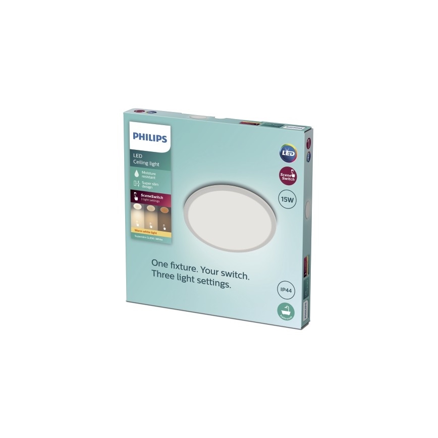 Philips - kupatilsko plafonsko LED svetlo SCENE SWITCH, prigušiva, LED/15W/230V IP44 2700K