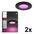 Philips - SET 2x LED RGBW prigušiva kupatilska ugradna plafonska svetiljka Hue SLIM LED/8,3W/230V 2000-6500K crna IP44