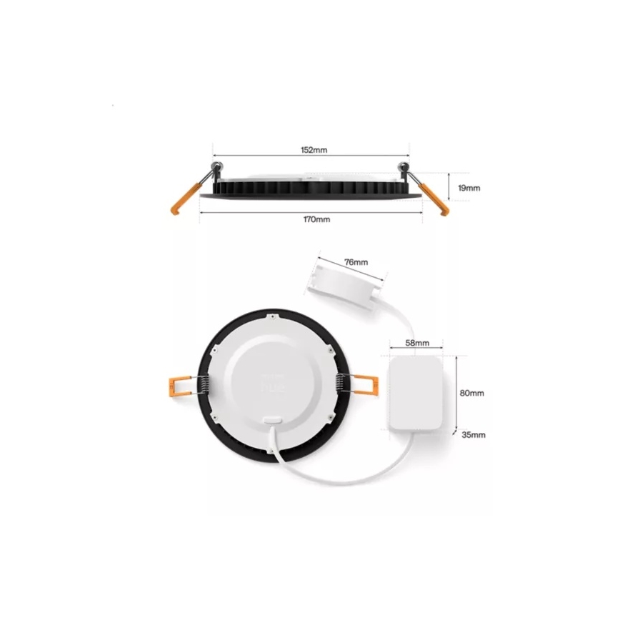 Philips - Komplet 2x prigušiva LED RGBW ugradna stropna svetiljka za kupatilo Hue SLIM LED/12W/230V 2000-6500K crna IP44