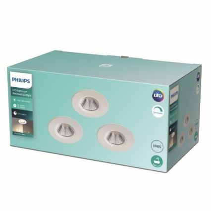 Philips - SET 3x LED prigušiva kupatilska svetiljka LED/5,5W/230V 2700K IP65