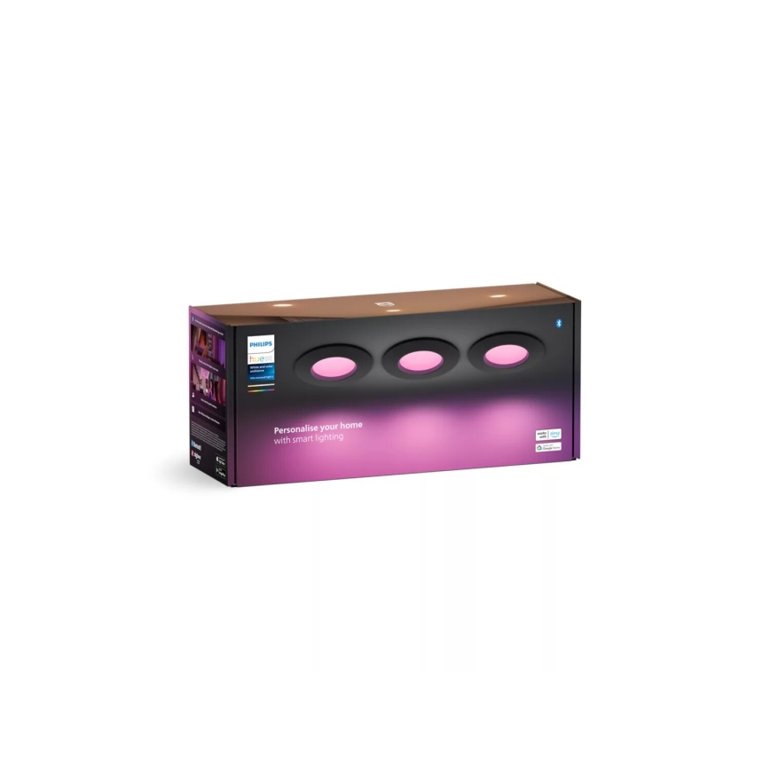 Philips - SET 3x LED RGBW prigušiva kupatilska ugradna svetiljka Hue SLIM LED/8,3W/230V IP44 2000-6500K