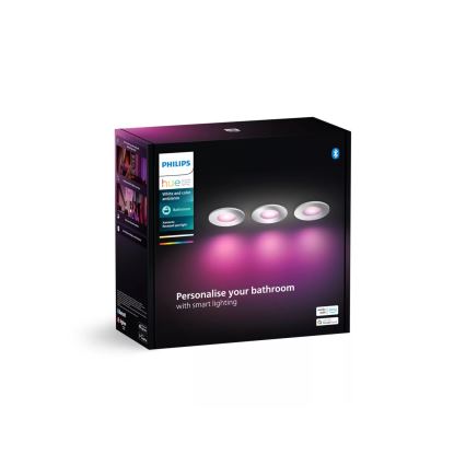 Philips - Komplet 3x LED RGBW prigušiva ugradna plafonska svetiljka za kupatilo Hue XAMENTO 1xGU10/4,2W/230V IP44 2000-6500K