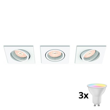Philips - SET 3x LED RGBW prigušiva ugradna svetiljka 1xGU10/4,8W/230V bela + daljinski upravljač