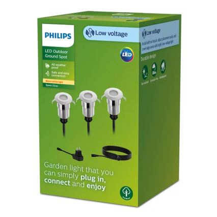 Philips - SET 3x LED Spoljašnje ugradno svetlo SPORE LED/1W/24/230V IP67