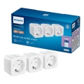 Philips - SET 3x pametne SCHUKO utičnice 2300W Wi-Fi