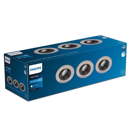 Philips - SET od 3 prigušiva LED ugradna svetla za kupatilo ABROSA LED/9W/230V IP44