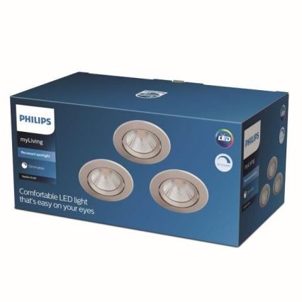 Philips - KOMPLET 3x prigušiva LED ugradna stropna svetiljka LED/5,5W/230V 2700K