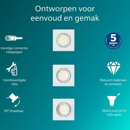 Philips - SET 3x ugradno stropno svetlo PERIDOT 1xGU10/7W/230V belo