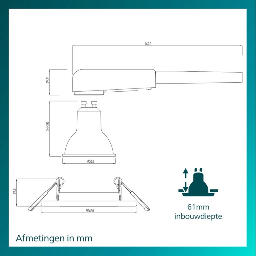 Philips - SET 3x ugradno stropno svetlo PERIDOT 1xGU10/7W/230V belo