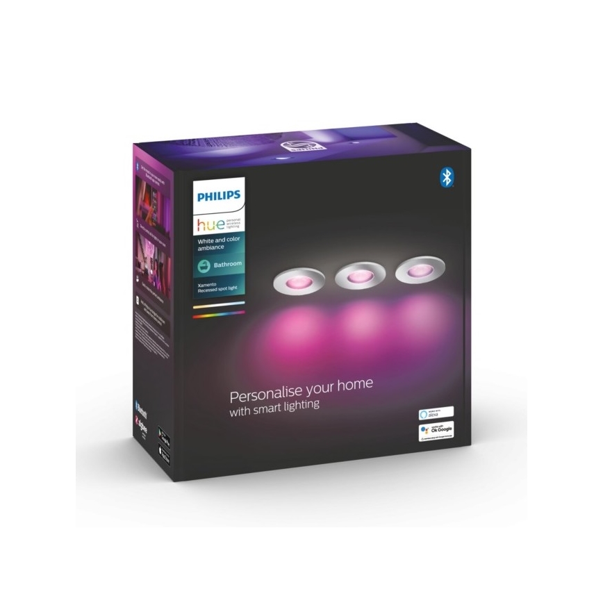 Philips - Komplet 3x LED RGB prigušiva kupatilska svetiljka Hue XAMENTO 1x GU10/5,7W/230V IP44 2000-6500K