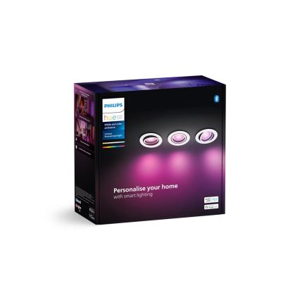 Philips - SET 3xLED RGBW prigušiva ugradne Hue CENTURA 1xGU10/4,2W/230V 2000-6500K