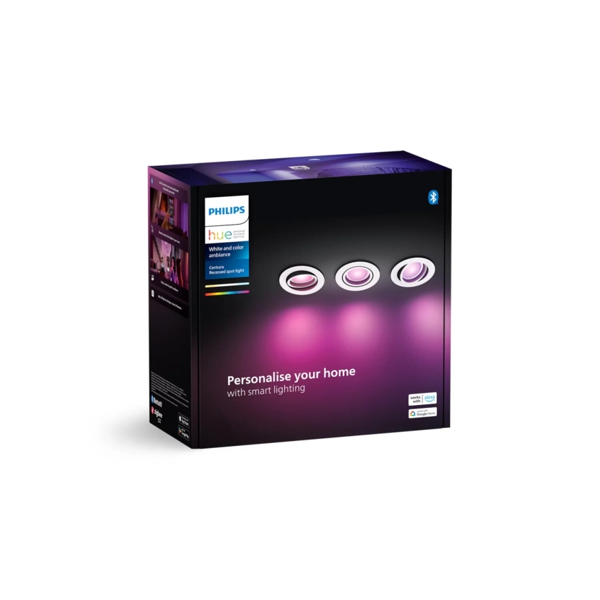 Philips - SET 3xLED RGBW prigušiva ugradne Hue CENTURA 1xGU10/4,2W/230V 2000-6500K