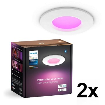 Philips - SET od 2 LED RGBW prigušiva ugradna stropna svetla za kupatilo Hue SLIM LED/8,3W/230V 2000-6500K bela IP44