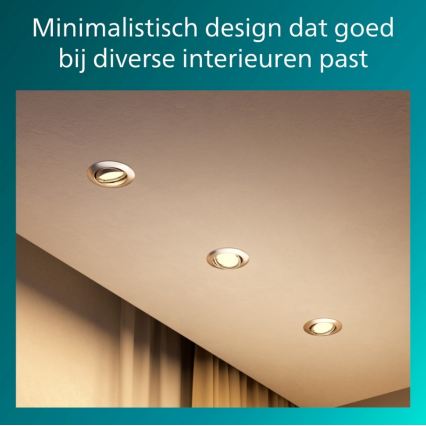 Philips - SET od 3 ugradnih svetiljki PERIDOT 1xGU10/7W/230V srebrne