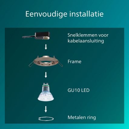 Philips - SET od 3 ugradnih svetiljki PERIDOT 1xGU10/7W/230V srebrne