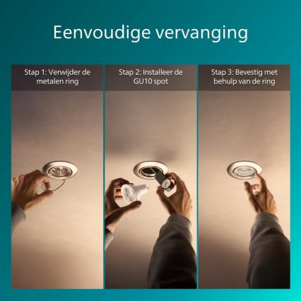 Philips - SET od 3 ugradnih svetiljki PERIDOT 1xGU10/7W/230V srebrne