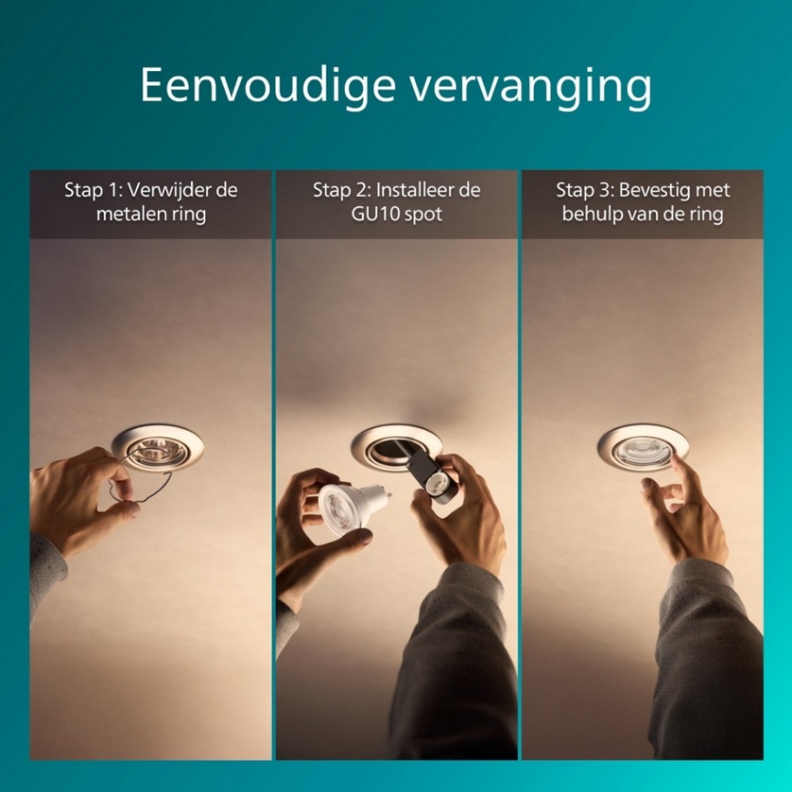 Philips - SET od 3 ugradnih svetiljki PERIDOT 1xGU10/7W/230V srebrne