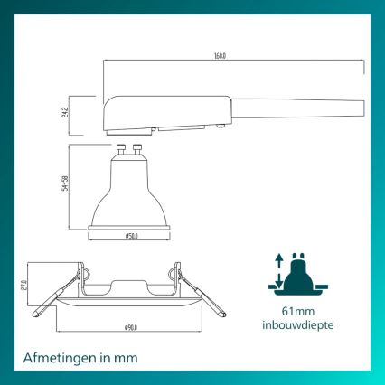 Philips - SET od 3 ugradnih svetiljki PERIDOT 1xGU10/7W/230V srebrne
