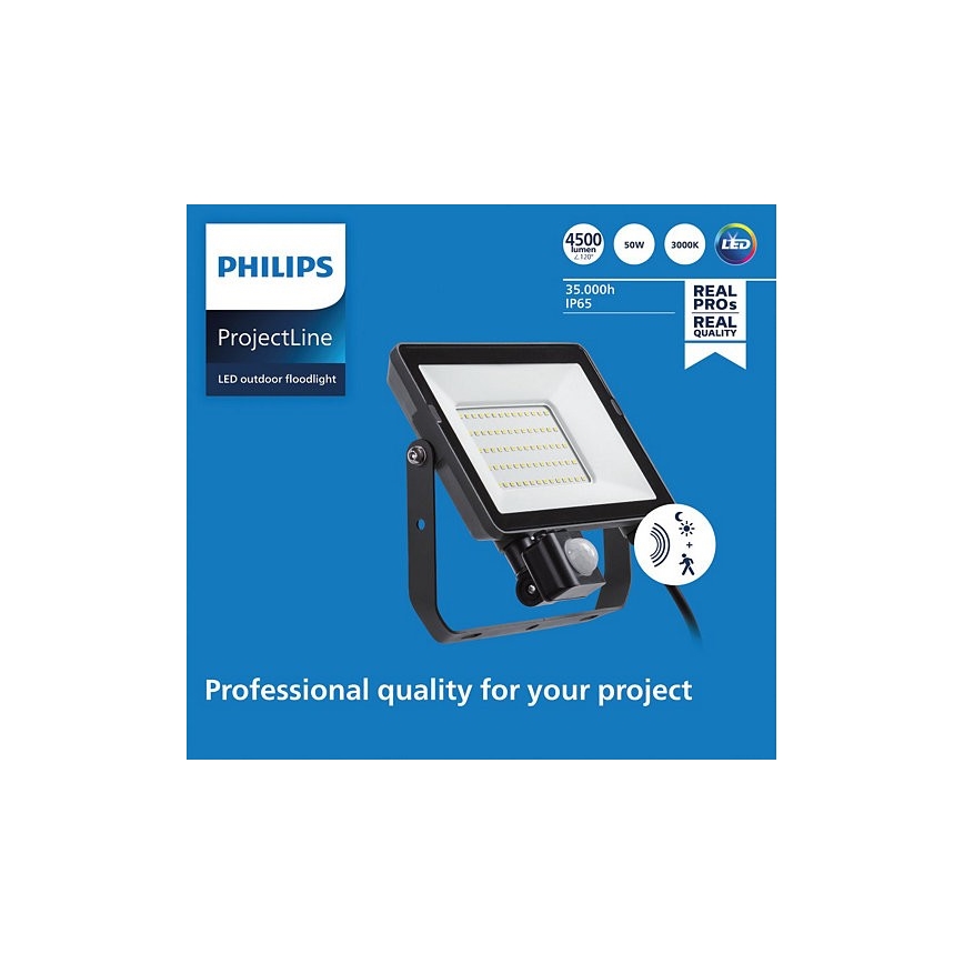 Philips - spoljašnji LED reflektor sa senzorom PROJECTLINE LED/50W/230V IP65 3000K