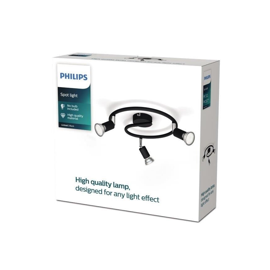 Philips - Spot svetiljka 3xGU10/50W/230V crna