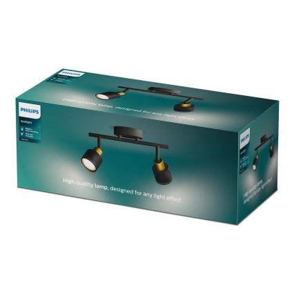 Philips - Spot svetiljka NIALL 2xGU10/5W/230V crna/mesing