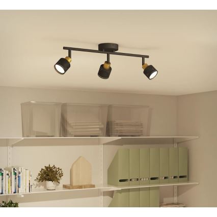 Philips - Spot svetiljka NIALL 3xGU10/5W/230V crna/mesing