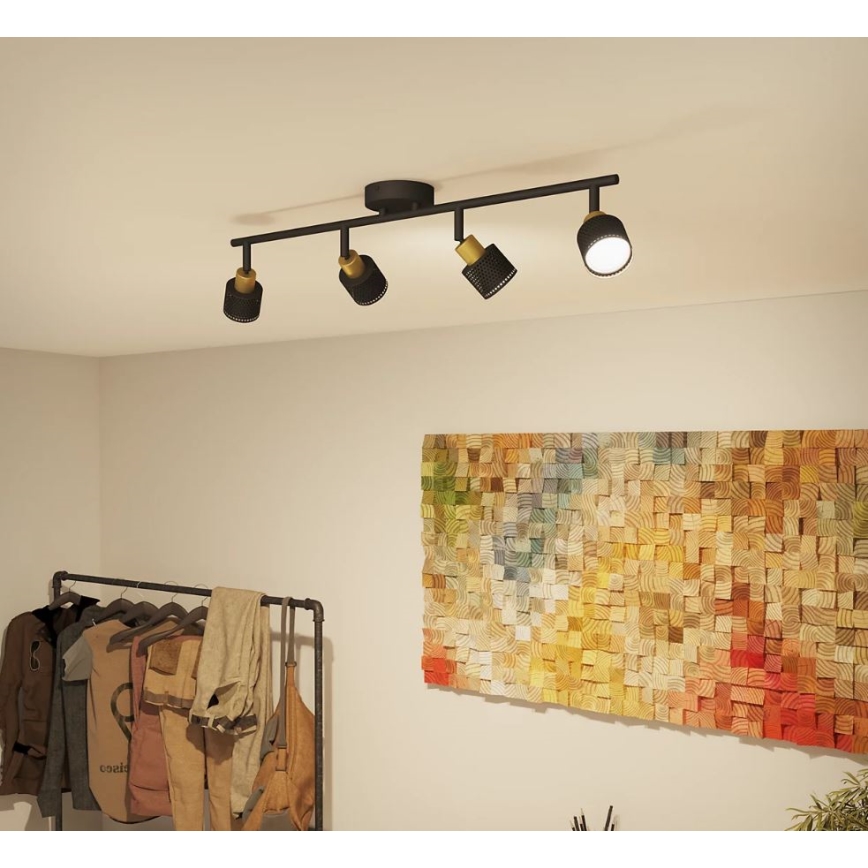 Philips - Spot svetiljka NIALL 4xGU10/5W/230V crna/mesing