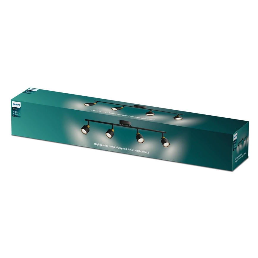 Philips - Spot svetiljka NIALL 4xGU10/5W/230V crna/mesing