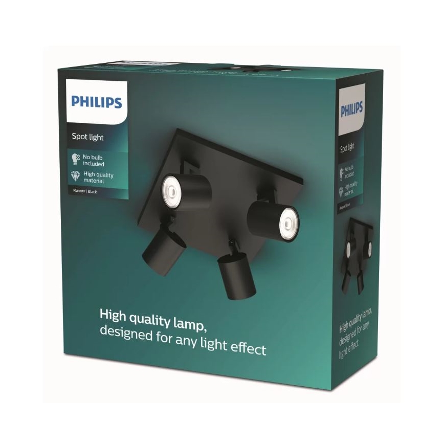 Philips - Spot svetiljka RUNNER 4xGU10/20W/230V crna