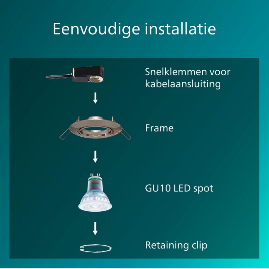 Philips - ugradna stropna svetiljka PERIDOT 1xGU10/7W/230V srebrna
