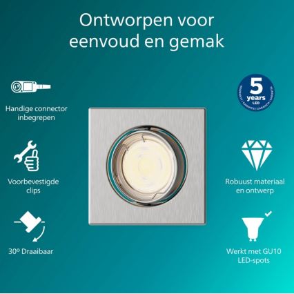 Philips - Ugradna stropna svetiljka PERIDOT 1xGU10/7W/230V srebrna