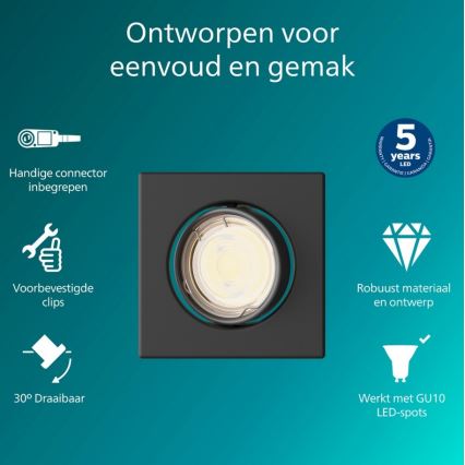Philips - Ugradna svetiljka PERIDOT 1xGU10/7W/230V crna