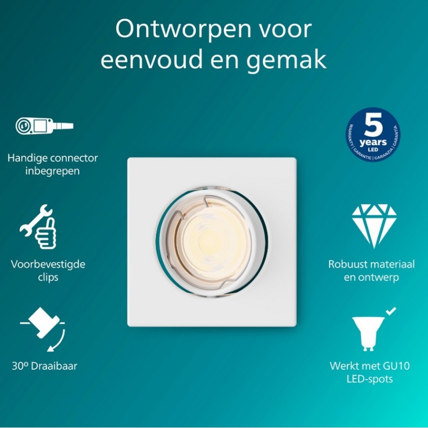 Philips - Ugradno plafonsko svetlo PERIDOT 1xGU10/7W/230V belo