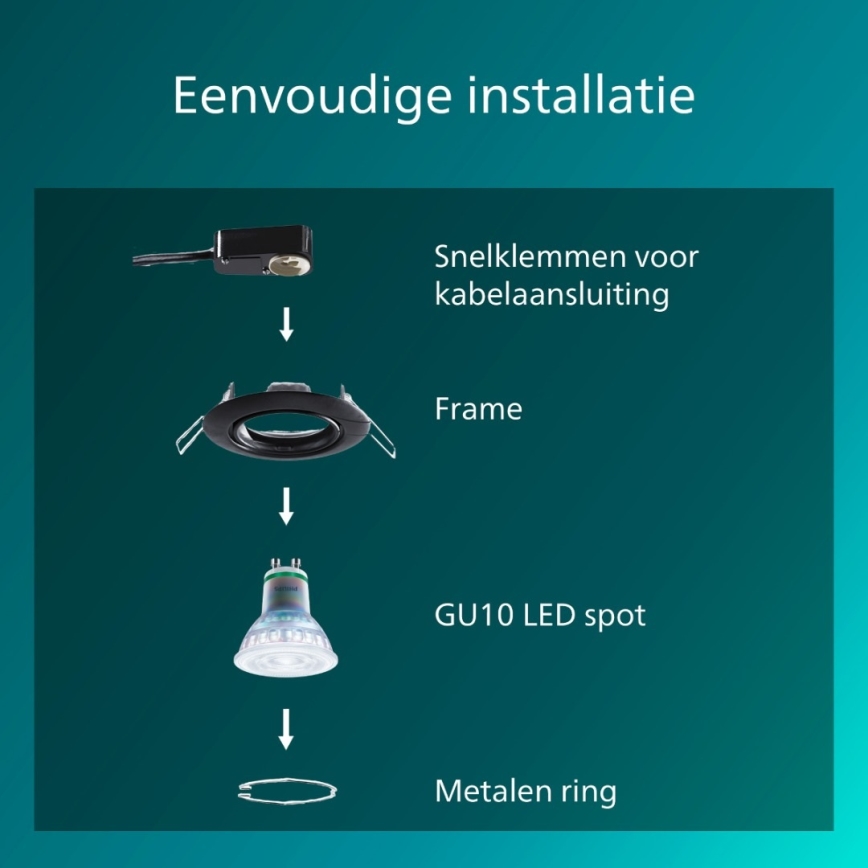 Philips - Ugradno svetlo PERIDOT 1xGU10/7W/230V crno