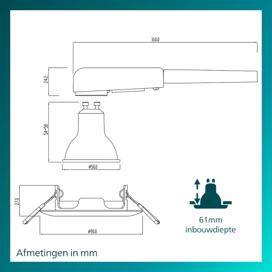 Philips - Ugradno svetlo PERIDOT 1xGU10/7W/230V crno