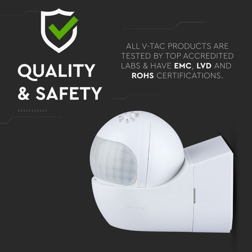 PIR senzor pokreta 180° 800 W/230 V IP44, beo