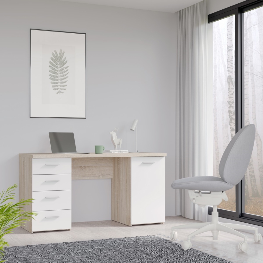 Pisaći sto ARENO beli/hrast sonoma