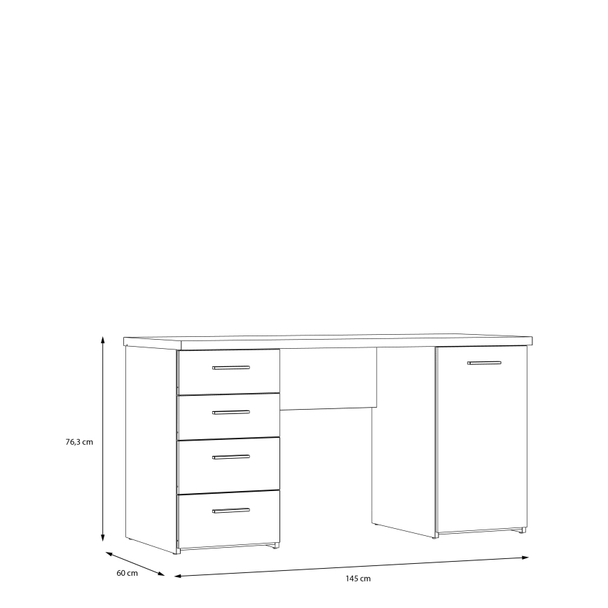 Pisaći sto ARENO beli/hrast sonoma