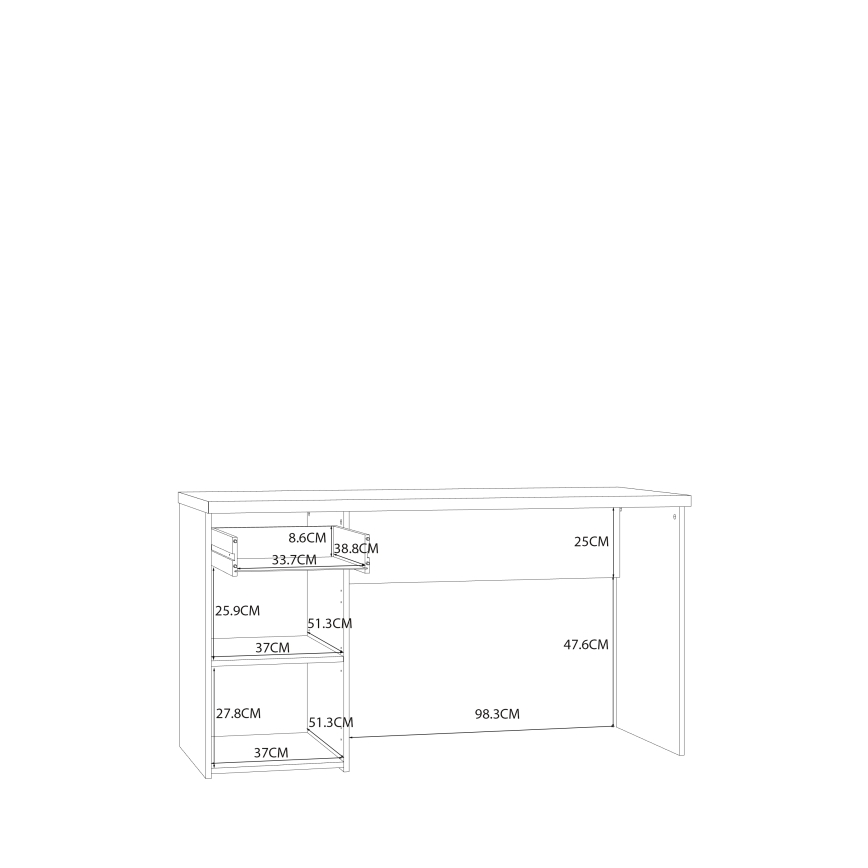 Pisaći sto GINO, beli/sonoma hrast