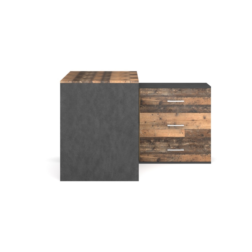 Pisaći sto sa fiokama i univerzalnim uglom P/L JULES braon/crna