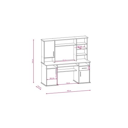 Pisaći sto sa policom ELIAN hrast sonoma siva/bela