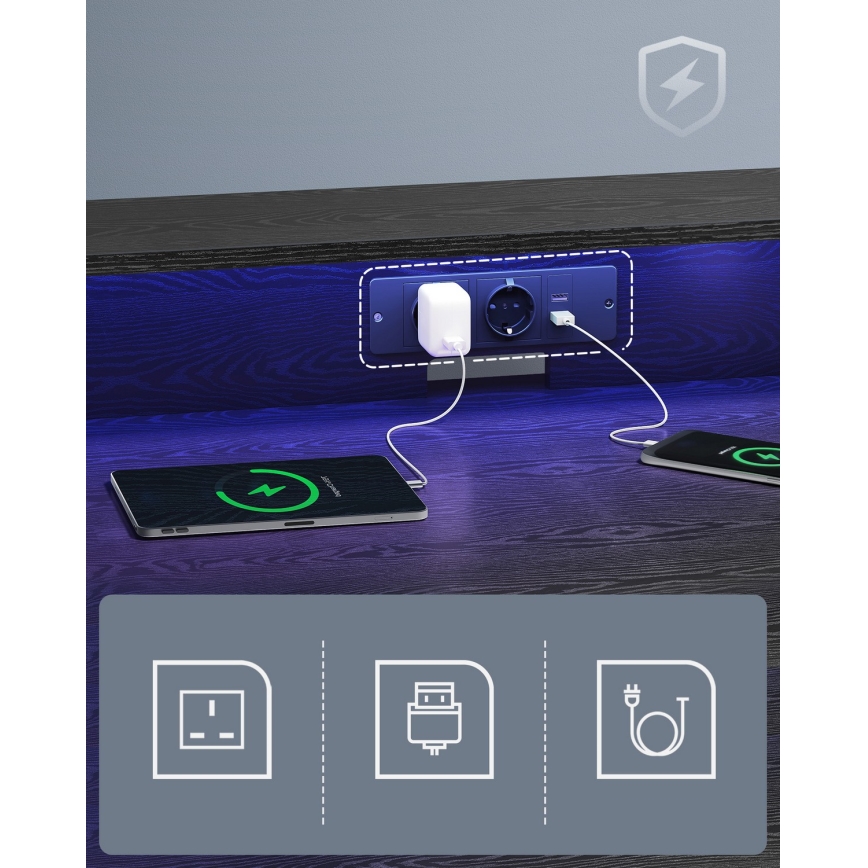 Pisaći sto sa pozadinskim osvetljenjem SOLEA-X crna