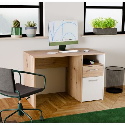 Pisaći sto URO hrast Artisan/bela