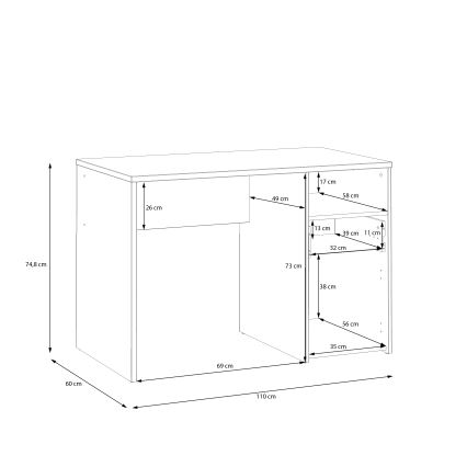 Pisaći sto URO hrast Artisan/bela