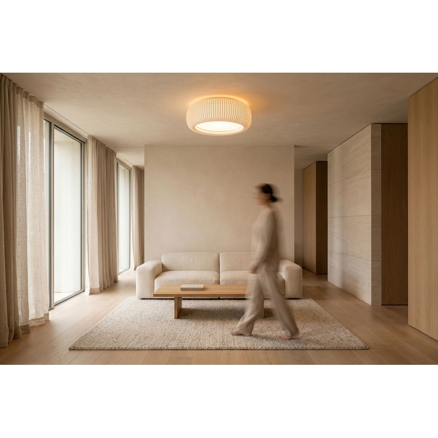 Plafonjera STRIPES 2xE27/40W/230V Ø 55 cm bela/krem