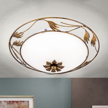 Plafonska lampa FLEUR 2xE27/60W/230V, prečnik 40 cm, bronza