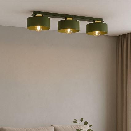 Plafonska lampa IGNIA 3xE27/60W/230V zelena/zlatna