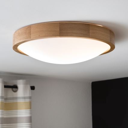 Plafonska lampa OAK SLIM 2xE27/60W/230V hrast, prečnik 37 cm