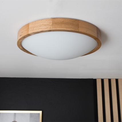 Plafonska lampa OAK SLIM 2xE27/60W/230V hrast, prečnik 37 cm