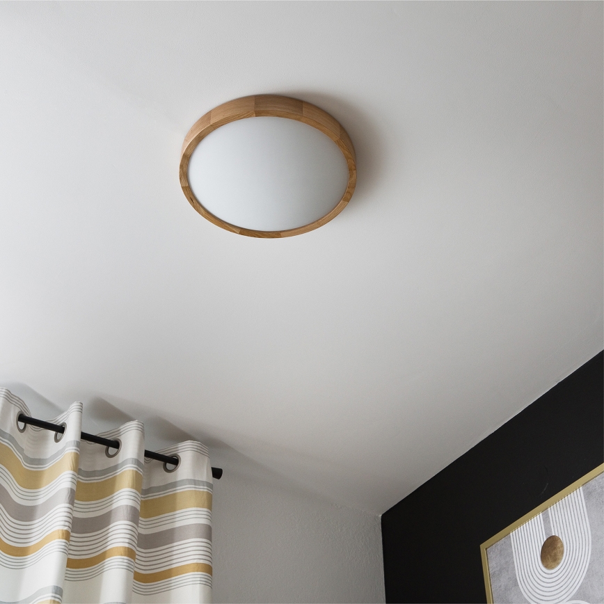 Plafonska lampa OAK SLIM 2xE27/60W/230V hrast, prečnik 37 cm